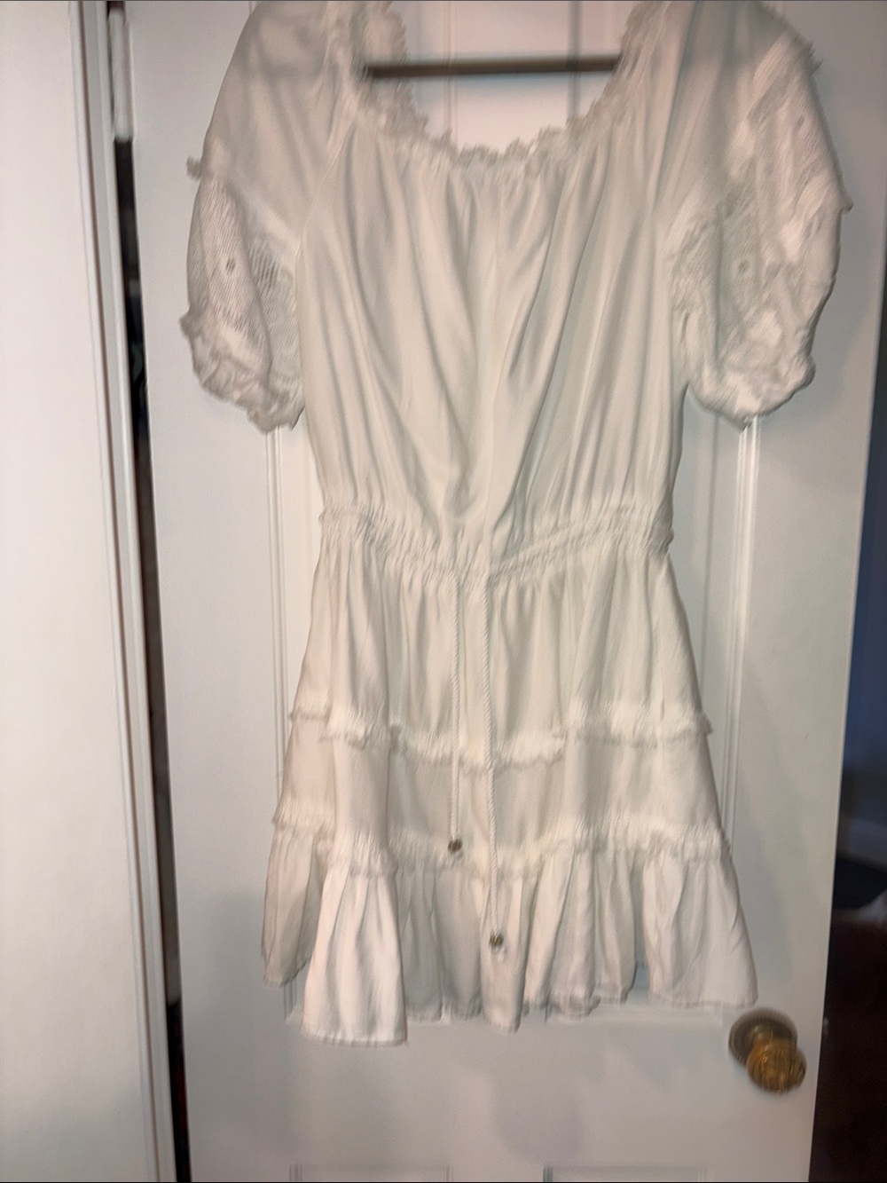 Ramy Brooke White Short Sleeve Tiered Dress
